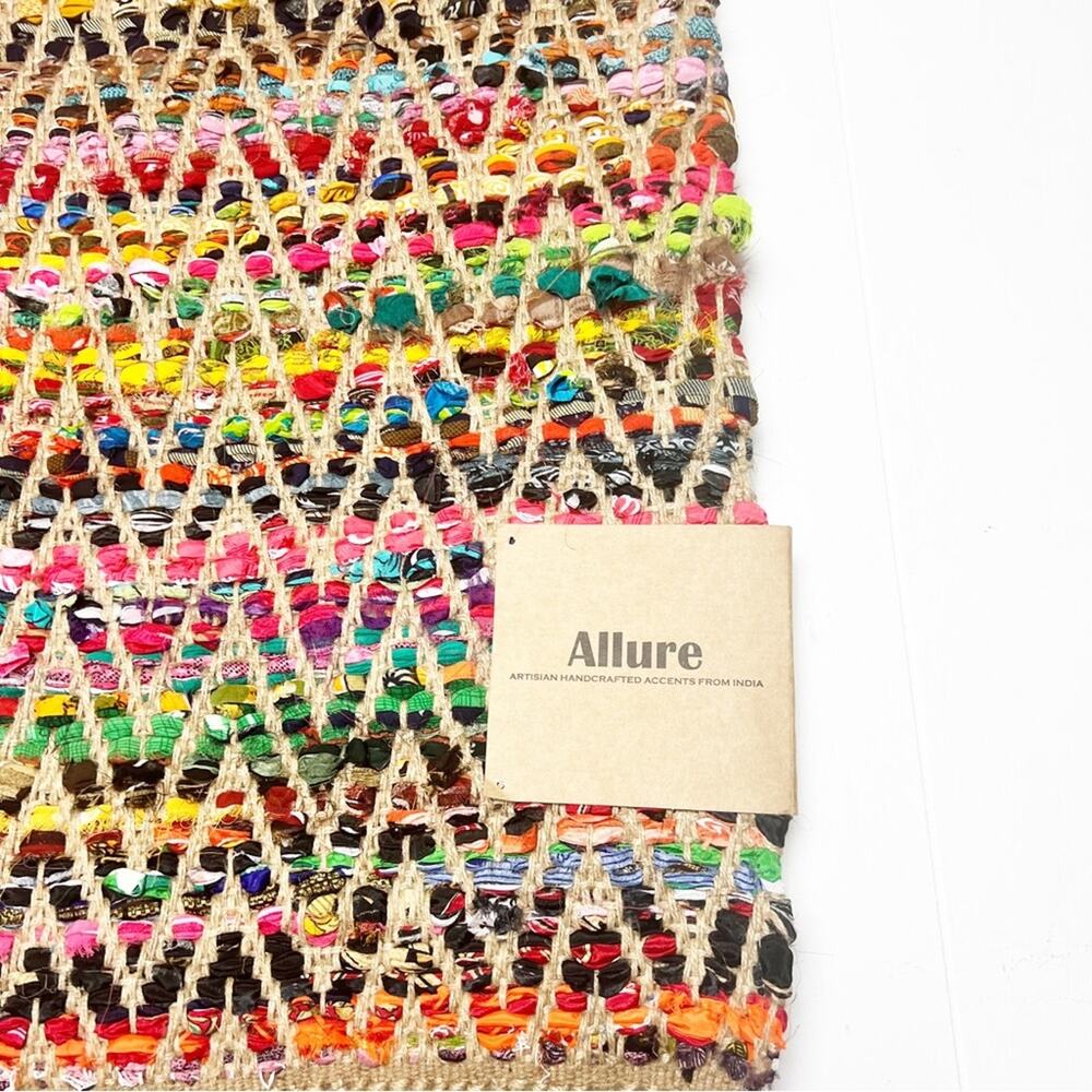 Allure Artisan Handcrafted Burlap Bright Multi-color Rag Rug - Picture 2 of 9